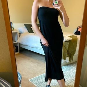 Black maxi dress, lightweight and buttery soft, strapless